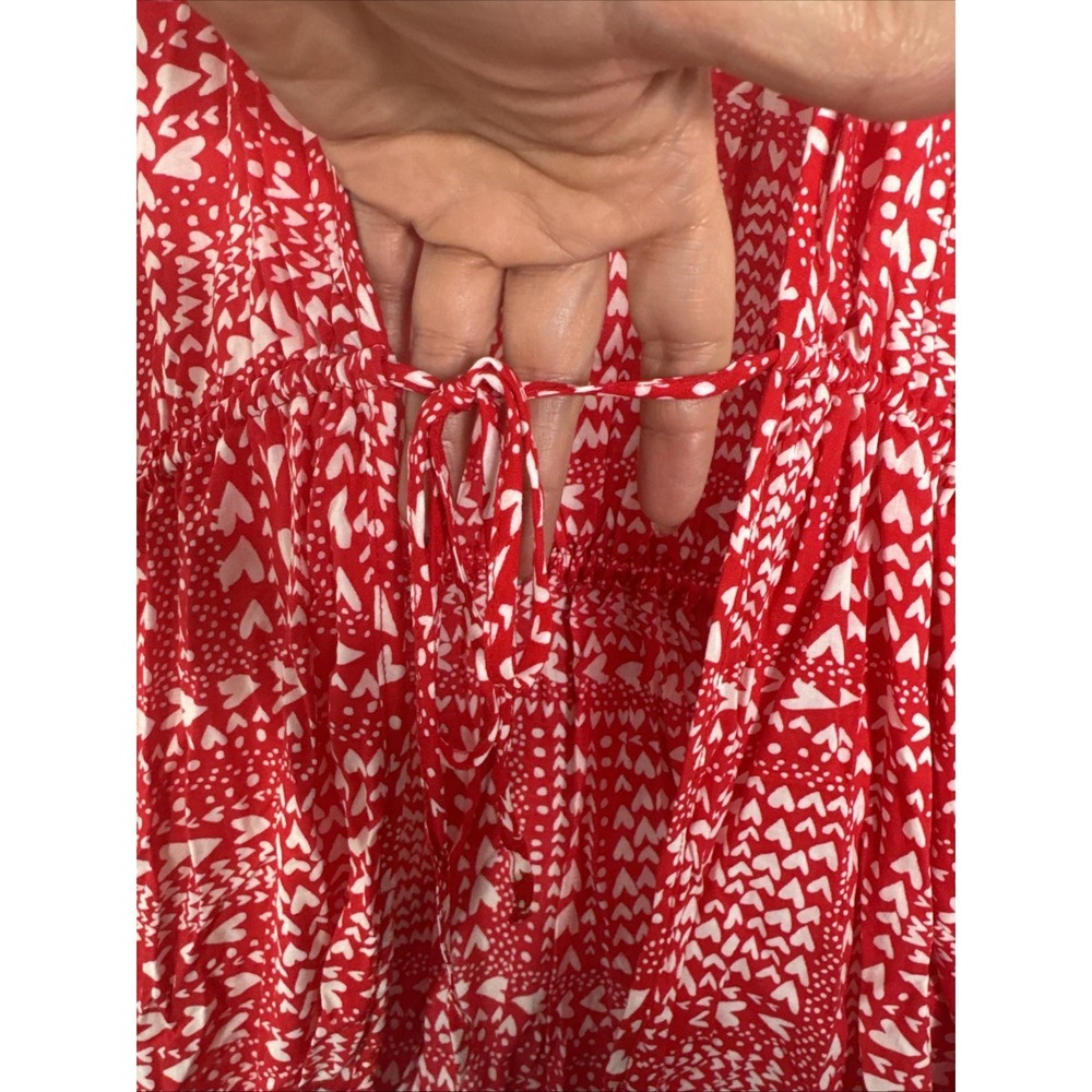 NWT Victoria's Secret Red Heart Print SCover-Up Tunic Cardigan One Size - Picture 5 of 9